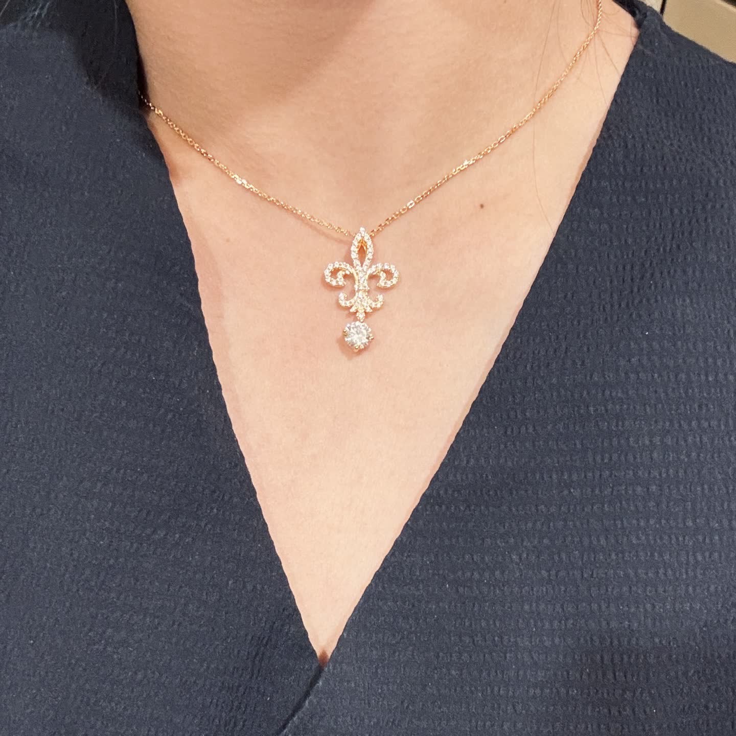 Tiffany & Co Fleur-de-lis Diamond Pendant Necklace